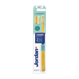 Jordan Change Toothbrush Soft Blue Μαλακή Οδοντόβουρτσα με 2 Κεφαλές και Καπάκι Ταξιδίου 1τμχ