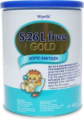 Wyeth Γάλα σε Σκόνη S-26 Gold Lfree 0m+ 400gr