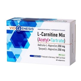 Viogenesis L-Carnitine Mix Acetyl + Tartrate Συμπλήρωμα Διατροφής με Καρνιτίνη 350mg 60 κάψουλες