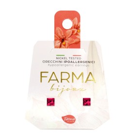 Farma Bijoux Υποαλλεργικά Σκουλαρίκια Κρύσταλλα Κόκκινα Τετράγωνα 4mm 15C06  1 ζευγάρι