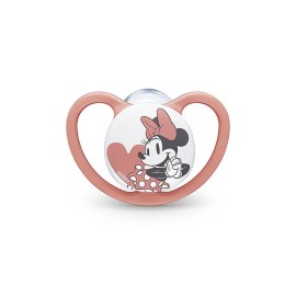 Nuk Πιπίλα Σιλικόνης Space Mickey & Minnie 6-18m με Θήκη Πορτoκαλί 10.736.750