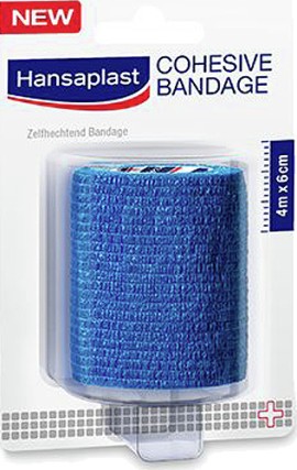 Hansaplast Cohesive Bandage Αυτοσυγκρατούμενος Επίδεσμος 6cm x 4m Μπλε 1τμχ