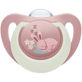 Nuk First Choice Night Πιπίλα Σιλικόνης Νυκτος 0-6m Ροζ Λαγουδάκι 1τμχ 10.175.392