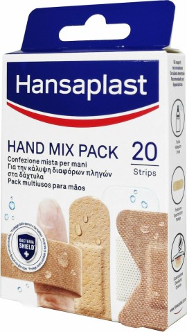 Hansaplast Hand Mix Pack Ελαστικά Επιθέματα για τα Δάχτυλα σε 5 Διαφορετικά Σχήματα 20τμχ