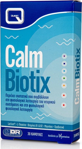 Quest Calm Biotix Συμπλήρωμα για τη Φυσιολογική Λειτουργία του Νευρικού Συστήματος 30caps