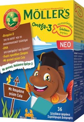 Mollers Omega-3 ζελεδάκια-ψαράκια Cola 36τμχ