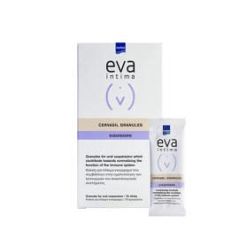Хранителна добавка Eva Intima Cervasil Granules Disorders за укрепване на имунната система в сашета с HPV