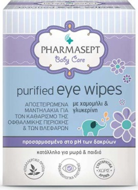 PHARMASEPT Baby Care Purified Eye Wipes Αποστειρωμένα Μαντηλάκια για τον Καθαρισμό της Οφθαλμικής Περιοχής και των Βλεφάρων 10τμχ
