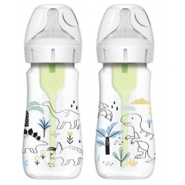 Dr Browns Σετ Πλαστικά Μπιμπερό Options+ Baby Dino Κατά των Κολικών με Θηλή Σιλικόνης Μέγεθος 1 270ml για 0m+ 2τμχ WB92026
