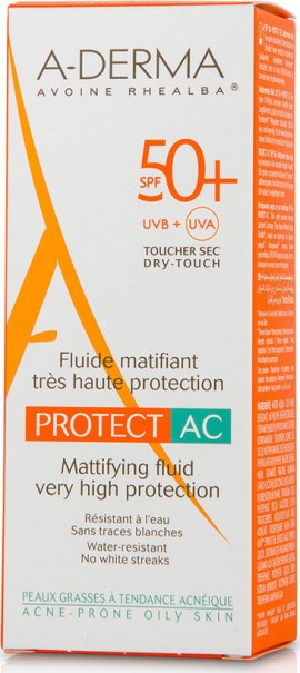 ADerma Protect AC Mattifying fluid Very High Protection SPF50+ Λεπτόρρευστη Κρέμα Με Ματ Αποτέλεσμα Για Λιπαρό Δέρμα Με Τάση Ακμής 40ml