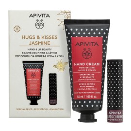 Apivita XMAS PROMO 2025 Hugs & Kisses Jasmine με Κρέμα Χεριών με Γιασεμί-Πρόπολη 50ml & Balm Χειλιών Black Currant4.4gr