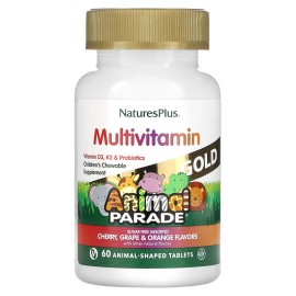 Natures Plus Animal Parade GOLD Πολυβιταμίνη για Παιδιά Cherry, Orange, Grape 60tabs μασώμενες