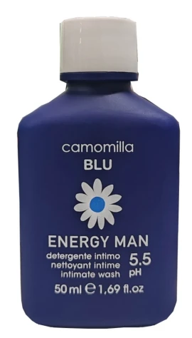 Camomilla Blu Energy Man pH 5.5 Почистващ лосион за чувствителни зони за мъже с лайка 50 мл