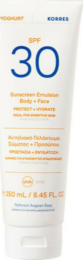 Korres Yoghurt Sunscreen Emulsion Face & Body SPF30 Γαλάκτωμα Σώματος και Προσώπου 250ml