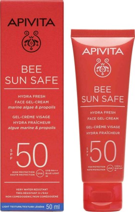 Apivita Bee Sun Safe Hydra Αδιάβροχο Αντηλιακό Gel Προσώπου SPF50 50ml