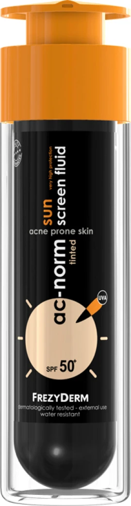 Frezyderm Ac-Norm Слънцезащитен флуид с тониран SPF 50+ за лице за кожа, склонна към акне 50 мл