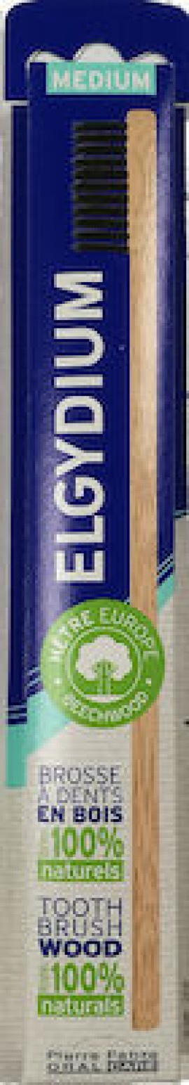 Elgydium Eco-Friendly Wood Hairs Medium Οικολογική Οδοντόβουρτσα Μαύρο 1τμχ