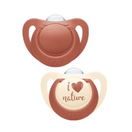 Nuk For Nature Πιπίλα Latex από 98% Φυσικές Πρώτες Ύλες 6-18m Κόκκινο 2τμχ 10.734.085