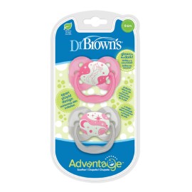 Dr Browns Πιπίλες Σιλικόνης Advantage Ροζ / Ασημί για 0-6m Κορίτσι 2τμχ PA12003