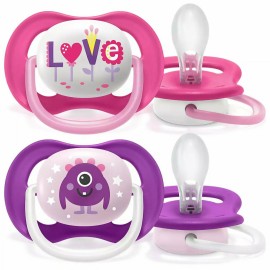Avent Ultra Air Happy Πιπίλα 6-18m Ροζ - Μωβ 2τμχ SCF080/10