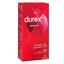 Durex Sensitive, Λεπτά Προφυλακτικά, Κανονική Εφαρμογή 6τμχ