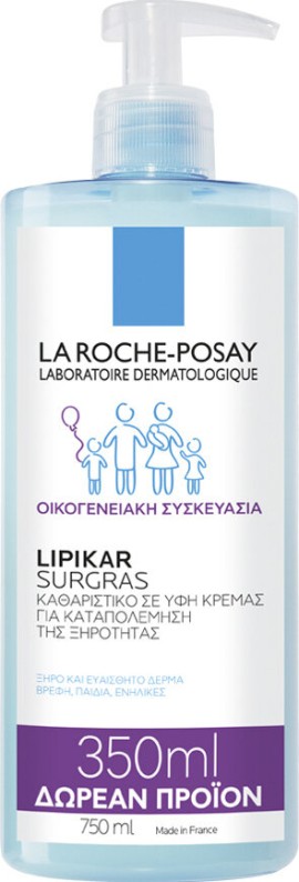 La Roche Posay Lipikar Surgras Καθαριστικό σε Υφή Κρέμας για Καταπολέμηση της Ξηρότητας 750ml