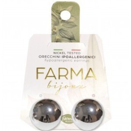 Farma Bijoux Υποαλλεργικά Σκουλαρίκια Ασημί Κουμπί Στρόγγυλο 18mm G006