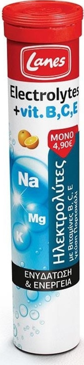 Lanes Electrolytes Vitamines B C E Γεύση Πορτοκάλι 20tabs αναβράζοντα