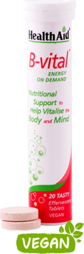 Health Aid B-Vital Σύμπλεγμα Βιταμινών Β, C και Μετάλλων Γεύση Βερίκοκο 20tabs αναβράζοντα