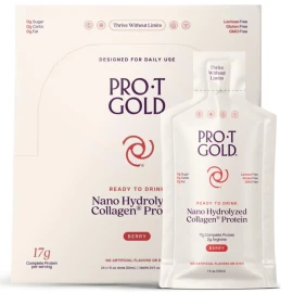 ProT GOLD Течен нано хидролизиран протеин Концентрирана протеинова хранителна добавка с вкус на малина, 24 бр. x 30 мл