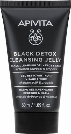 Apivita Black Detox Cleansing Jelly Για Πρόσωπο & Μάτια Mε Ενεργό Aνθρακα & Πρόπολη 50ml 