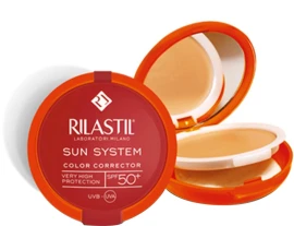 Rilastil Sun System Униформяща компактна слънцезащитна пудра за лице SPF50+ с бежов цвят 10 гр.