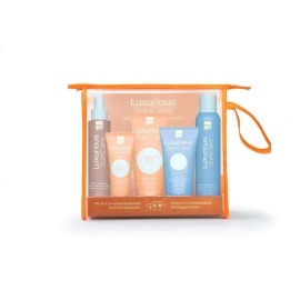Luxurious PROMO 2025 Suncare Medium Low Protection με Body Cream Κρέμα Σώματος SPF15 200ml, Face Cream Κρέμα Προσώπου SPF50 75ml, Dark Tanning Oil 200ml, After Sun Cooling Gel 150ml & Hydrating Antioxidant Ενυδατικό Mist 200ml