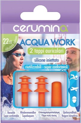 Cerumina Acqua Work Ωτοασπίδες Σιλικόνης για Κολύμβηση 2τμχ σε Πορτοκαλί Χρώμα