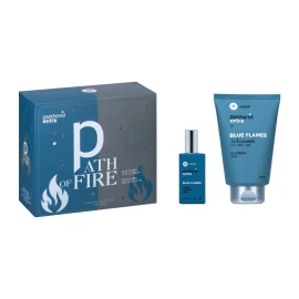 Пантенол Екстра ПРОМОЦИЯ 2025 Path of Fire Blue Flames с 3в1 почистващ препарат Мъжки душ гел и шампоан 200мл & Мъжки парфюм Blue Flames 50мл