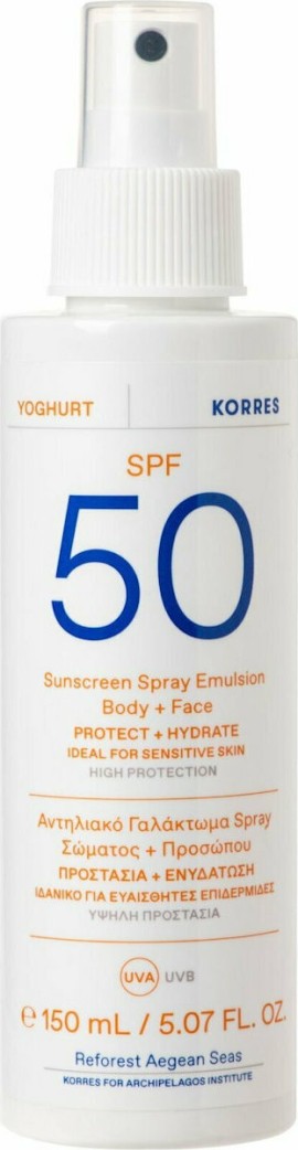 Korres Yoghurt Sunscreen Emulsion Face & Body Spray SPF50 150ml