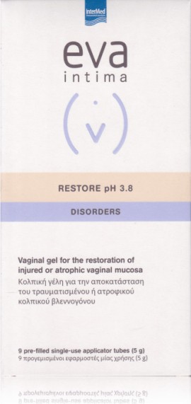 Intermed Eva Intima Disorders Restore pH 3.8 με Υαλουρονικό για Επούλωση και Ατροφία 5gr x 9τμχ