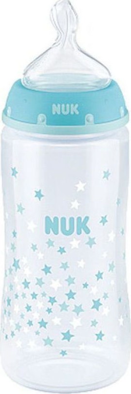 Nuk First Choice Plus Πλαστικό Μπιμπερό με Δείκτη Ελέγχου Θερμοκρασίας Θηλή Καουτσούκ 300ml Μπλε 0-6m 1τμχ 10.741.939
