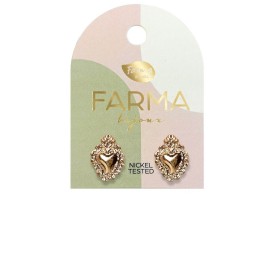 Farma Bijoux Υποαλλεργικά Σκουλαρίκια Χρυσές Σκαλισμένες Καρδιές 14mm BEG014  1 ζευγάρι