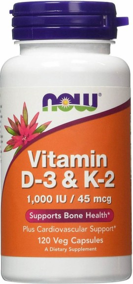 Now Vitamin D-3 1000iu & K-2 45mcg 120caps