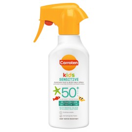 Carroten Kids Sensitive Suncare Face & Body Milk Αδιάβροχο Παιδικό Αντηλιακό Γαλάκτωμα σε Spray για Πρόσωπο & Σώμα SPF50+ 270ml