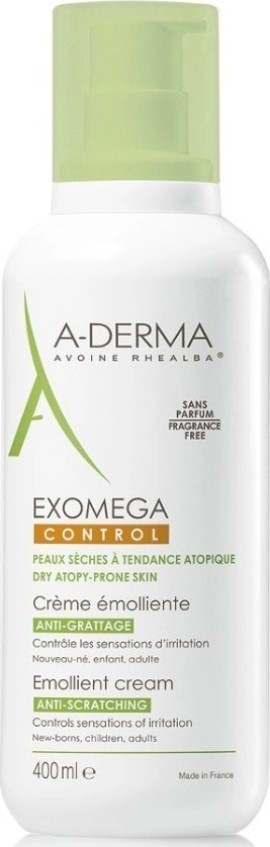 A-Derma Exomega Control Emollient Cream Anti-Scratching για το Ατοπικό, Πολύ ξηρό Δέρμα 400ml