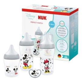 Nuk Perfect Match Gift Set Disney Mickey 0-6m με Μπιμπερό 0μ+ S, 150ml & 2x Μπιμπερό 3m+ M, 2x 260ml & Πιπίλα 0-6m, 1τμχ 10.225.355