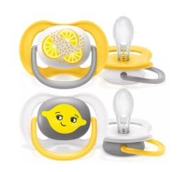 Avent Ultra Air Happy Πιπίλα 6-18m Κίτρινο - Γκρι 2τμχ SCF080/18