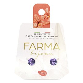 Farma Bijoux Υποαλλεργικά Σκουλαρίκια Μωβ Κρύσταλλος Swarovski 5,3mm BE65C108