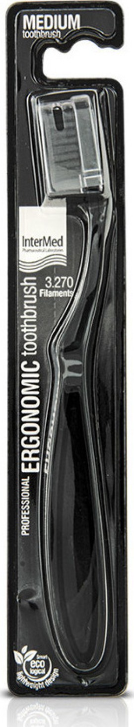 Intermed Professional Ergonomic Medium Black Οδοντόβουρτσα με 3.270 Ίνες Μαύρο 1τμχ