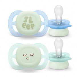 Avent Ultra Start Nighttime Πιπίλα Σιλικόνης 0-2m Πράσινο / Μπλε 2τμχ SCF075/08