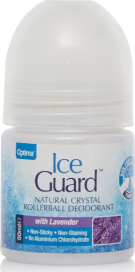 Optima Naturals Ice Guard Natural Crystal Deodorant Rollerball Roll-On Υγρός Κρύσταλλος με Αρωμα Λεβάντας 50ml