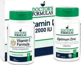 Промоционален комплект Doctors Formula за подкрепа на имунитета с витамин C, цинк и витамин D3, витамин C с бързо действие 1000 мг 30 таблетки и оптимален цинк 15 мг 30 таблетки и безплатен витамин D3 2000 IU 60 таблетки