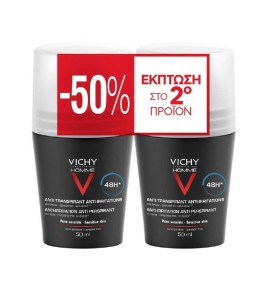 Vichy PROMO Homme Anti-Irritation Αποσμητικό 48h σε Roll-On 2x50ml -50% στο 2ο προϊόν